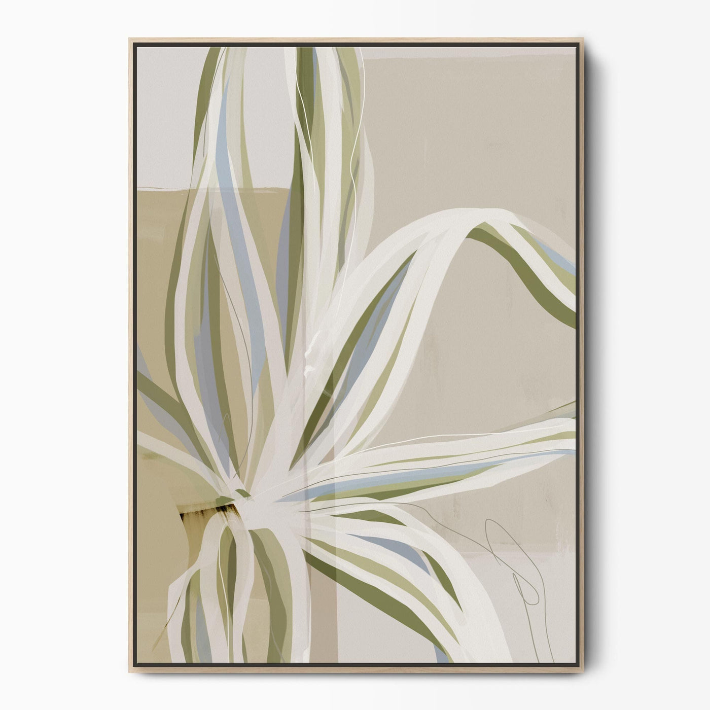 Green Lili Large / Natural Soft Nature Botanical Canvas Art