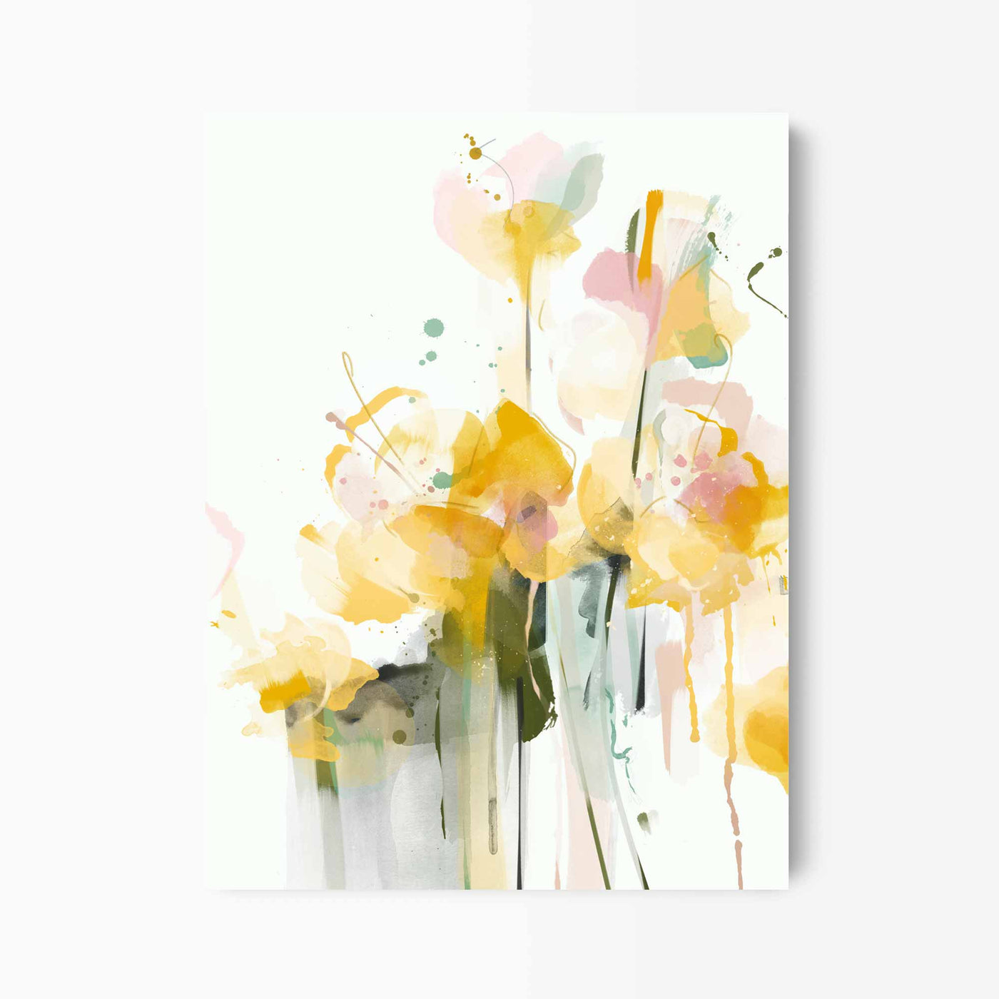 Green Lili 30x40cm / Unframed Spring Yellow Abstract Floral Print