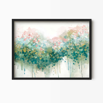 Green Lili 30x40cm / Black The Real Teal Abstract Floral Art Print