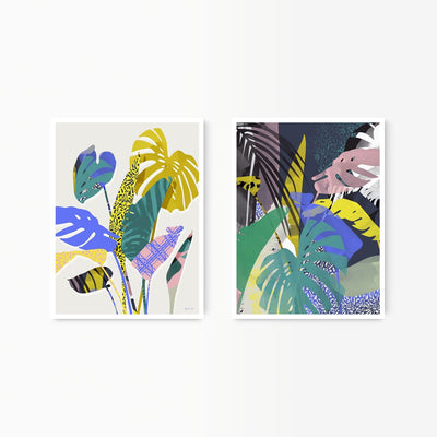 Green Lili 30x40cm / Unframed Tropical Palms Wall Art Set