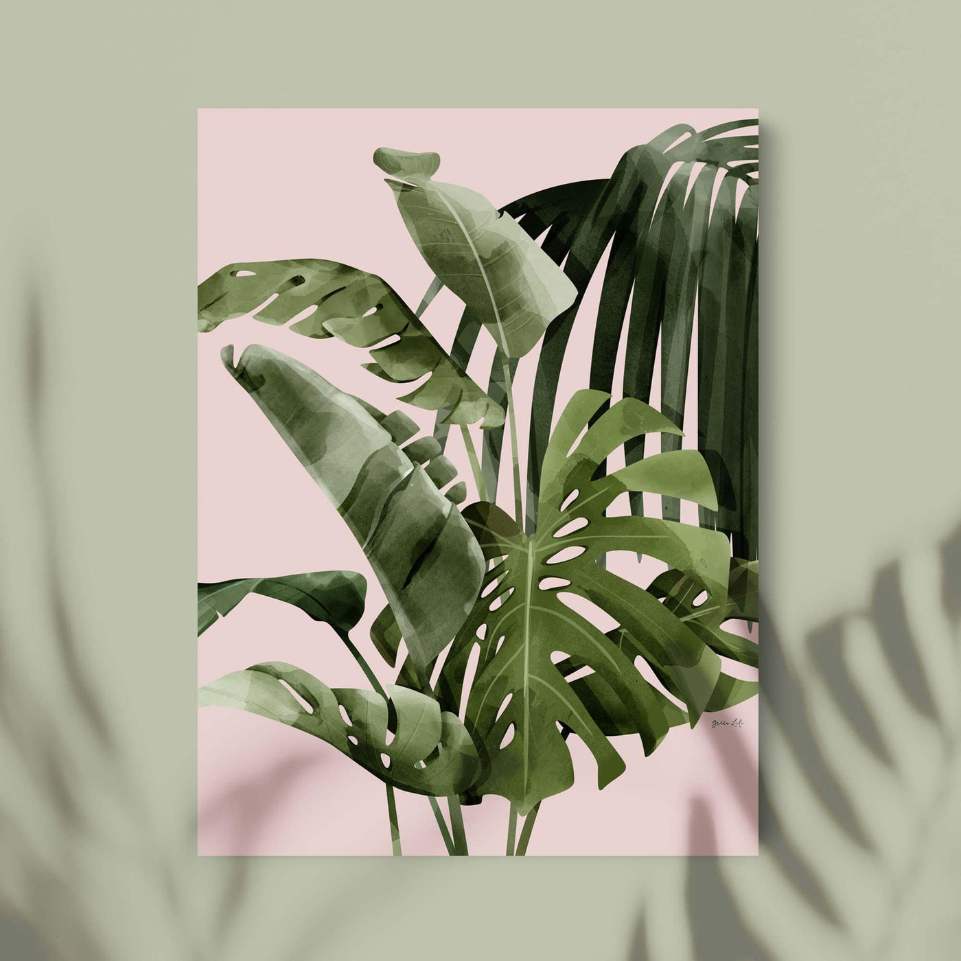 Green Lili 30x40cm / Unframed Tropical Paradise Palm Leaf Print
