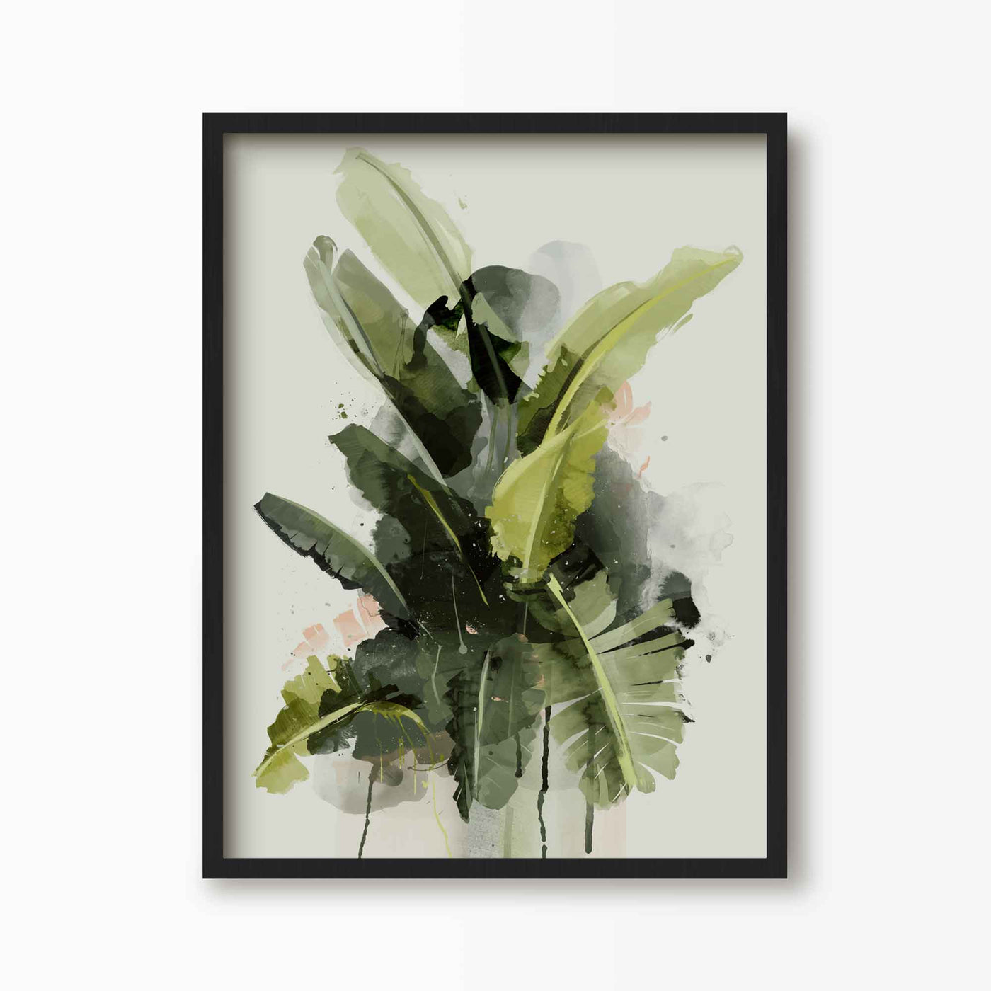 Green Lili 30x40cm (12x16") / Black Frame Abstract Banana Leaf Art Print