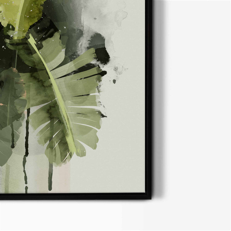 Green Lili Abstract Banana Leaf Framed Canvas Art