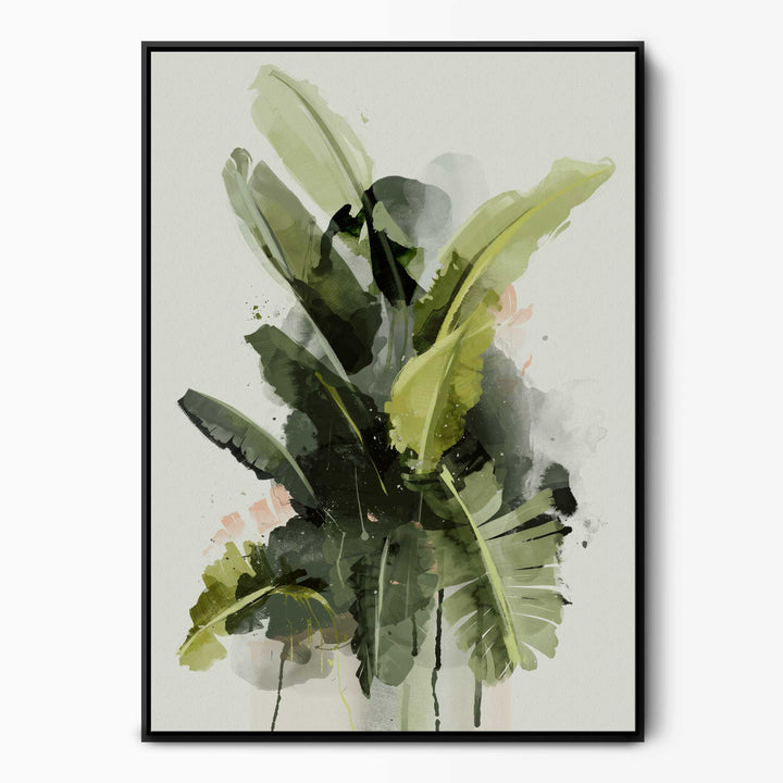 Green Lili Abstract Banana Leaf Framed Canvas Art