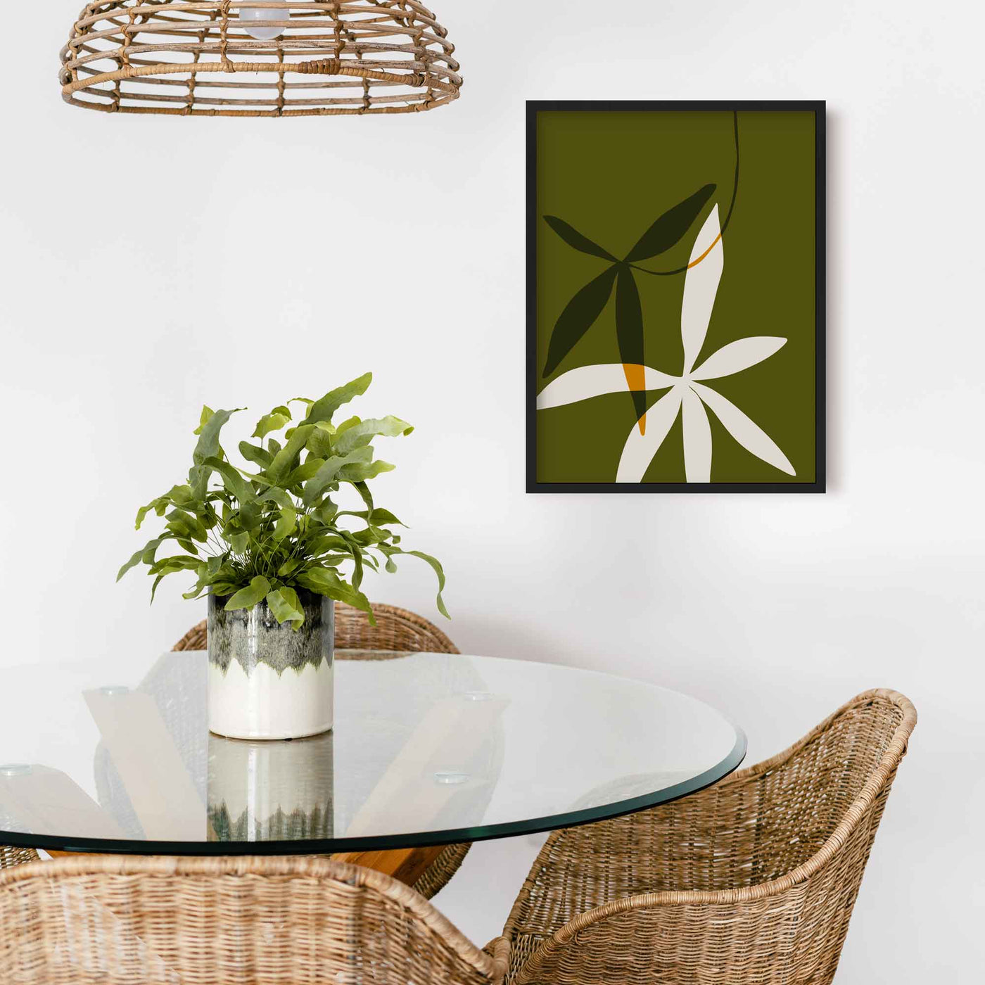Green Lili Abstract Hanging Flowers Print