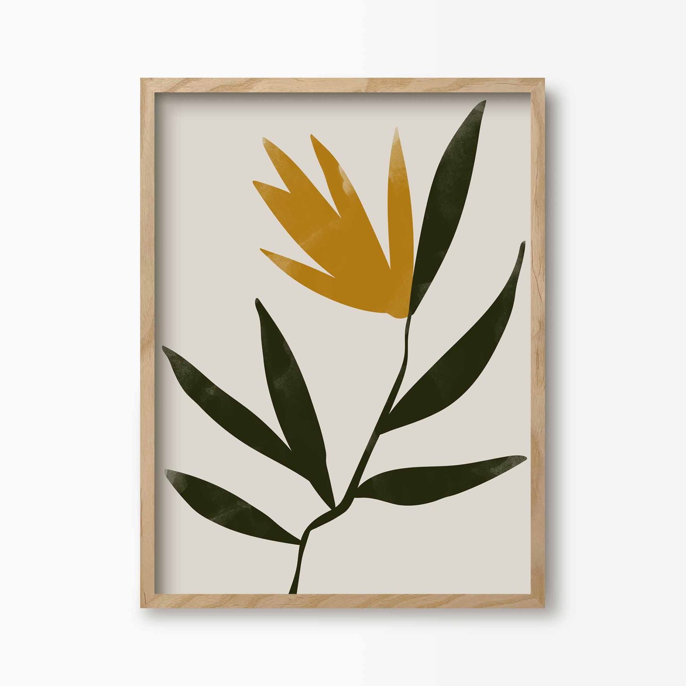 Green Lili 30x40cm (12x16") / Natural Frame Abstract Single Flower Print