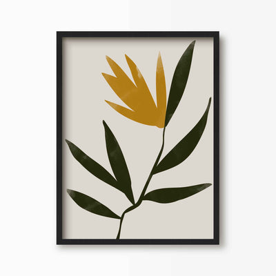 Green Lili 30x40cm (12x16") / Black Frame Abstract Single Flower Print