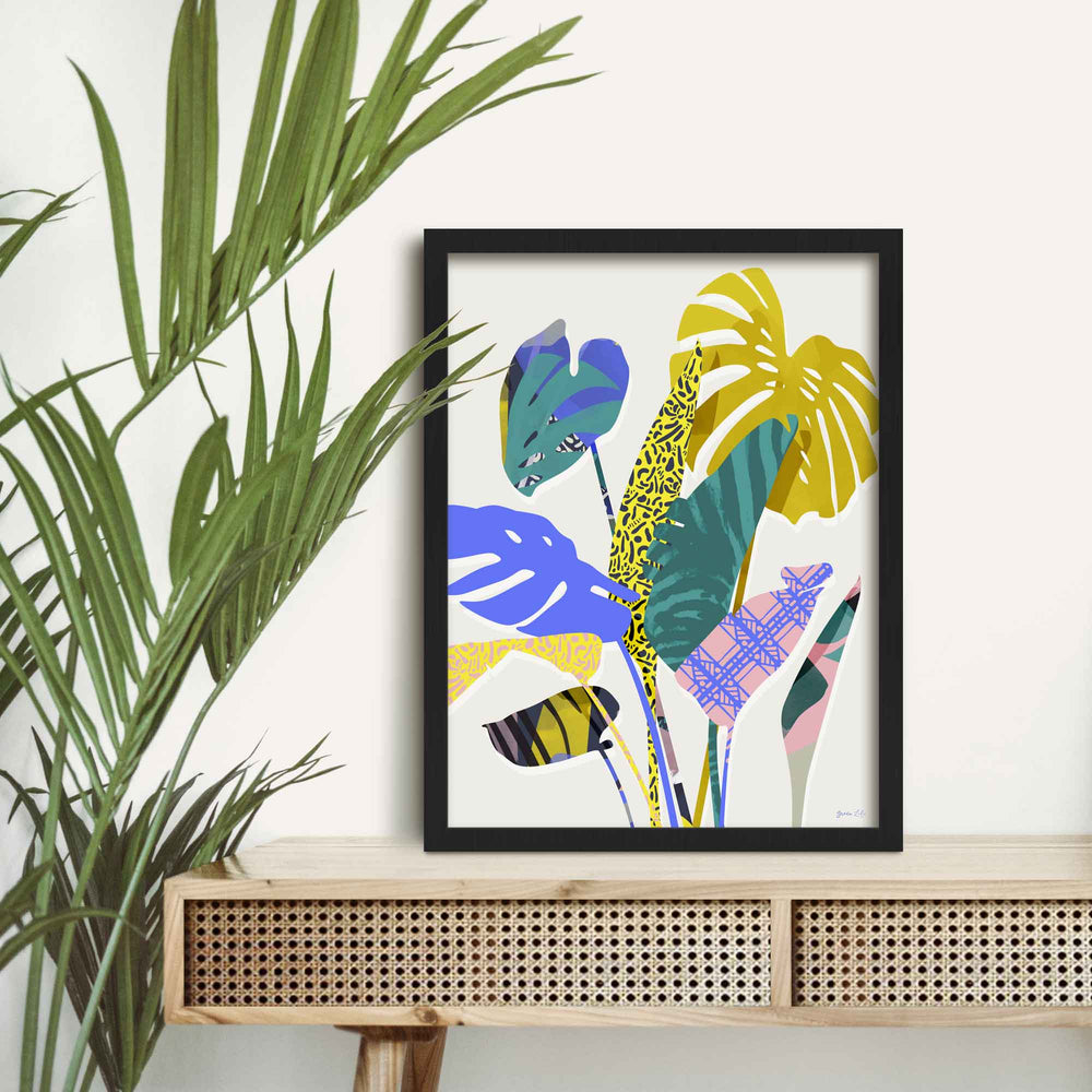 Green Lili African Roots Tropical Palms Print