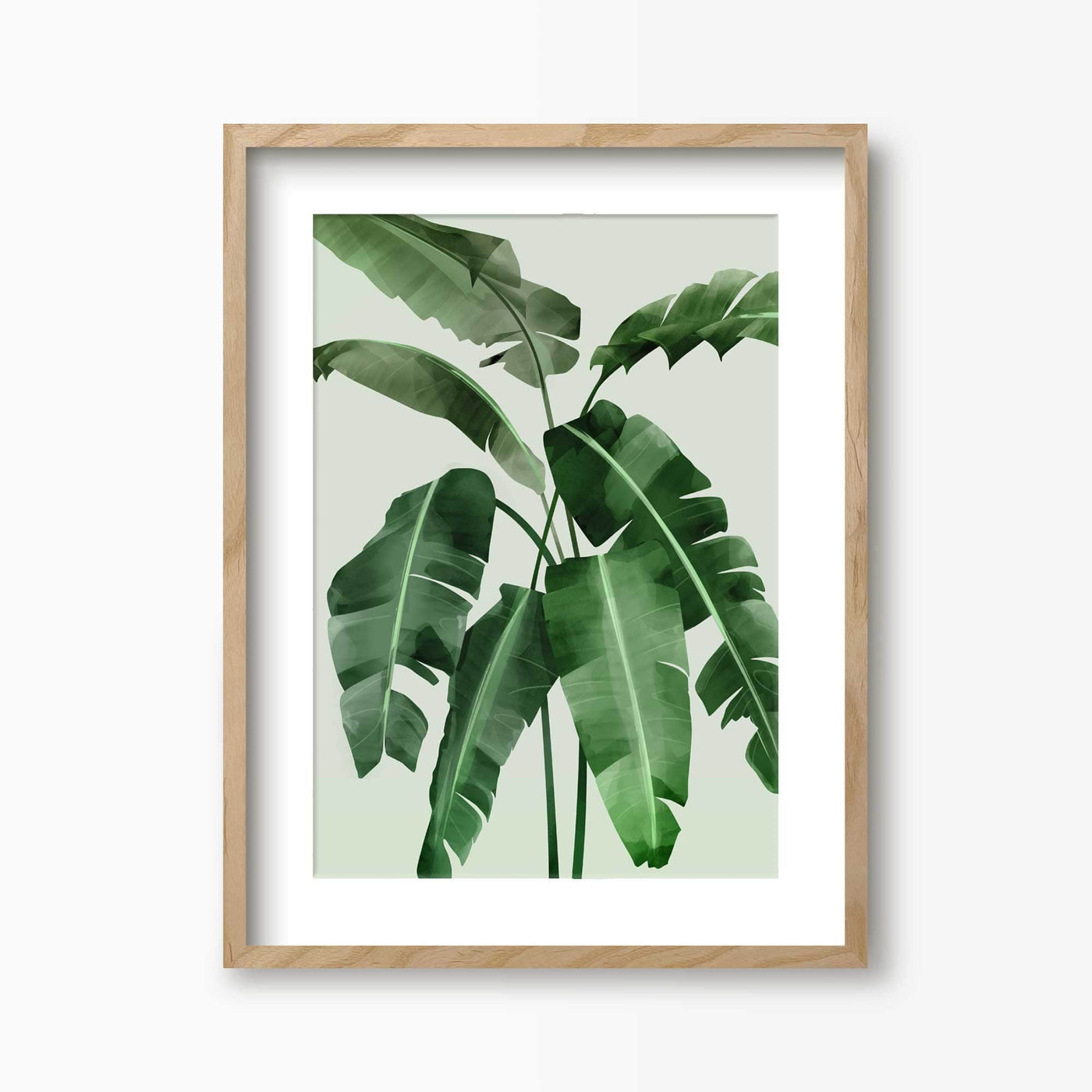 Green Lili 30x40cm (12x16") / Natural Frame + Mount Banana Leaves Art Print