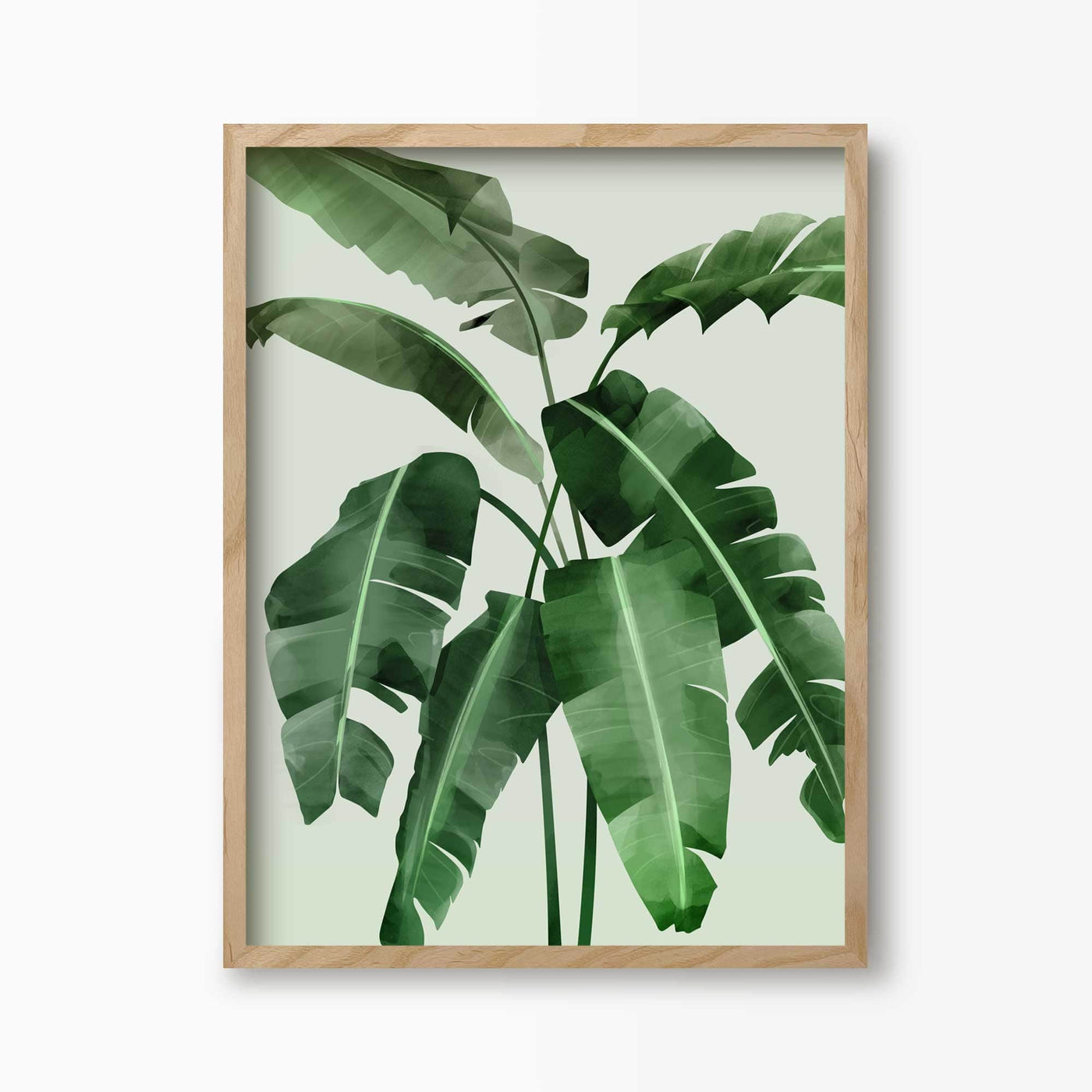 Green Lili 30x40cm (12x16") / Natural Frame Banana Leaves Art Print