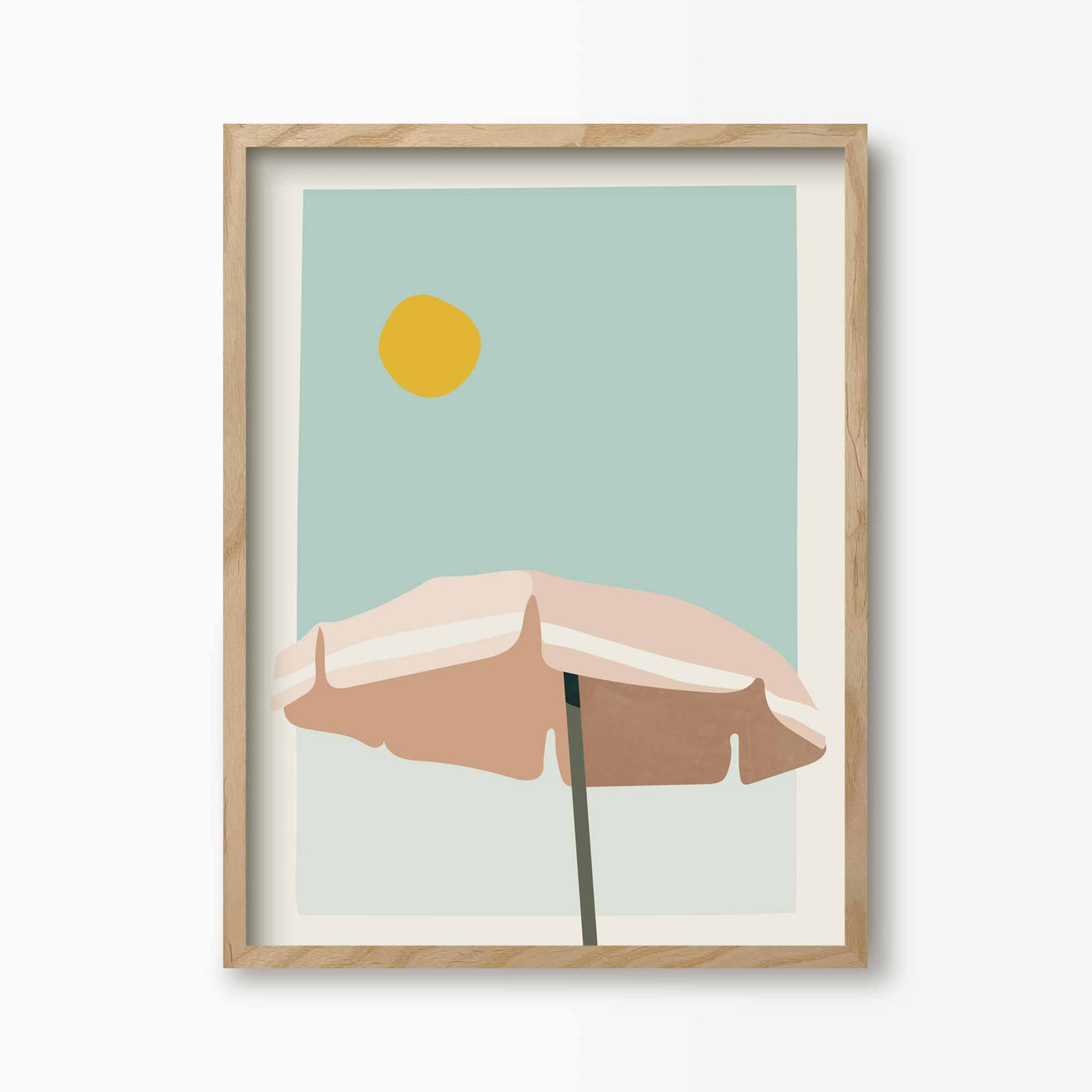 Green Lili 30x40cm (12x16") / Natural Frame Beach Umbrella Print