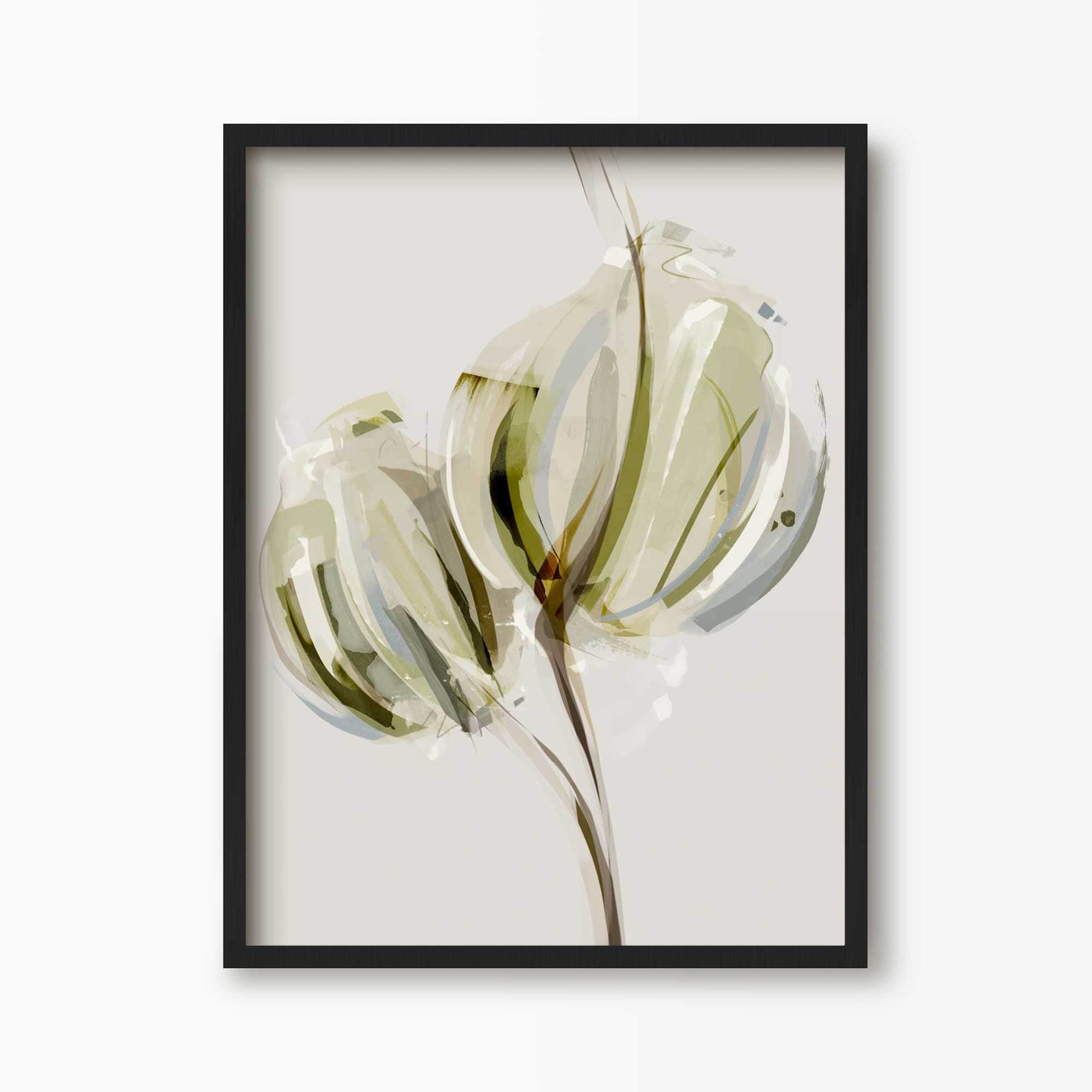 Green Lili 30x40cm (12x16") / Black Frame Best Buds Abstract Floral Art Print