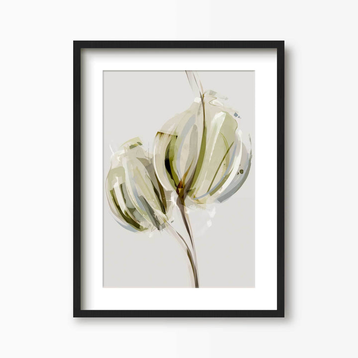 Green Lili 30x40cm (12x16") / Black Frame + Mount Best Buds Abstract Floral Art Print