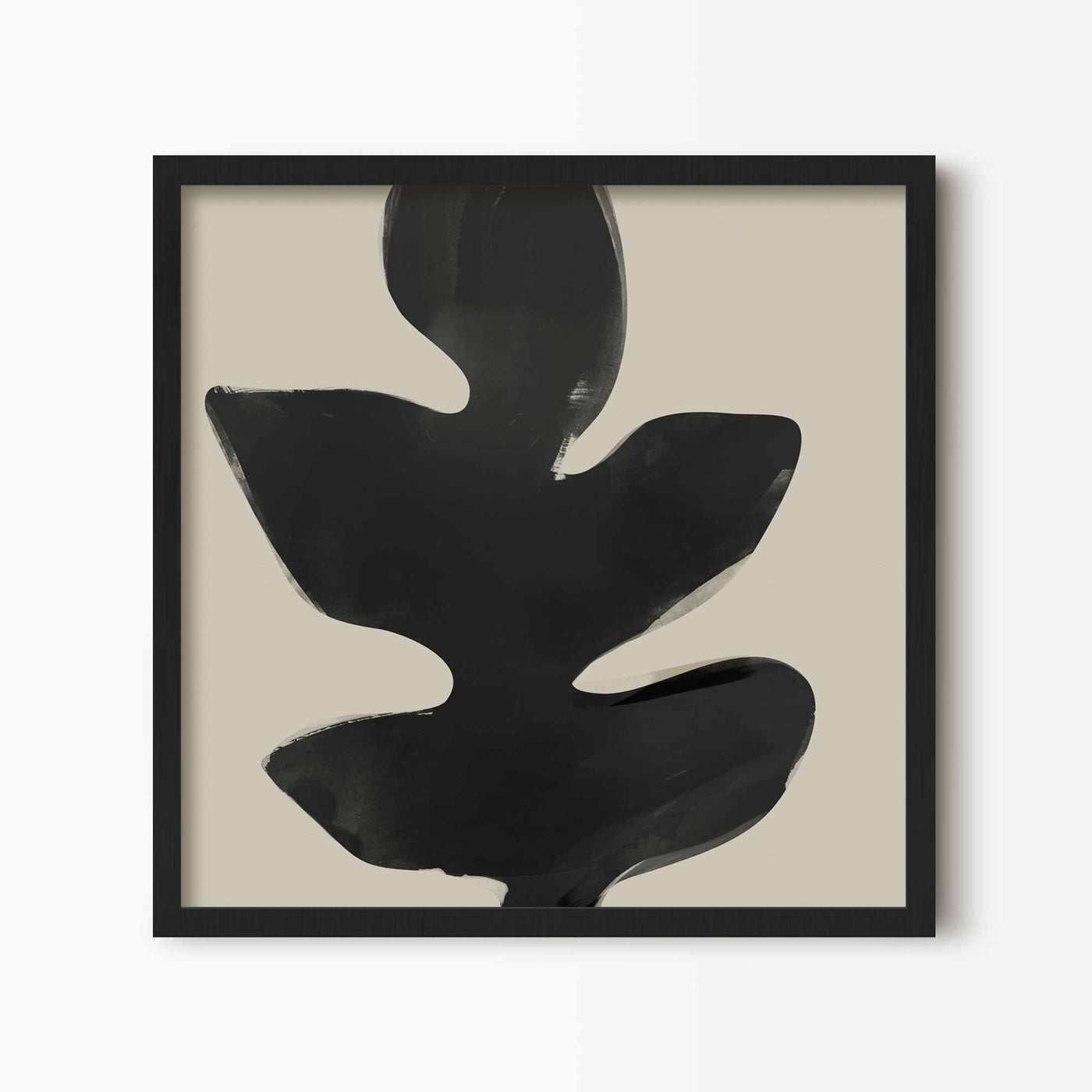 Green Lili 30x30cm (12x12") / Black Frame Big Leaf Abstract Art Print