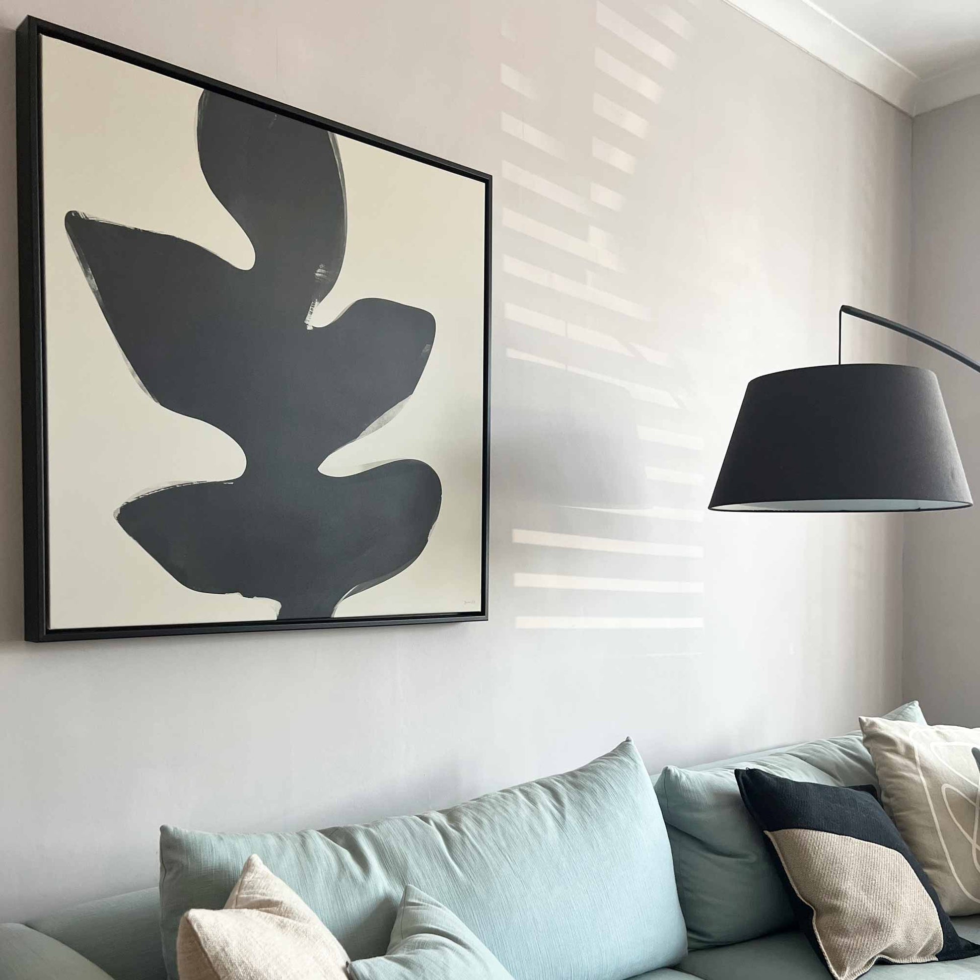 Green Lili Big Leaf Framed Abstract Canvas Art