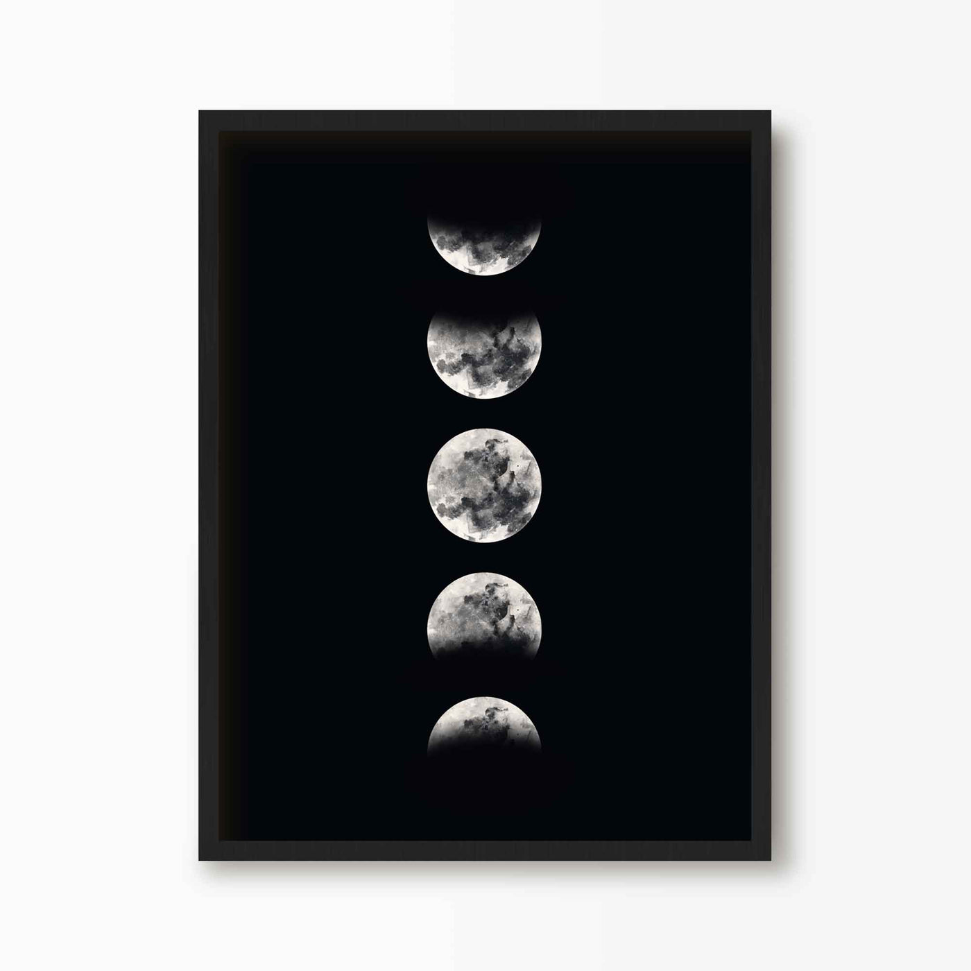 Green Lili 30x40cm (12x16") / Black Frame Black & White Moon Phases Print
