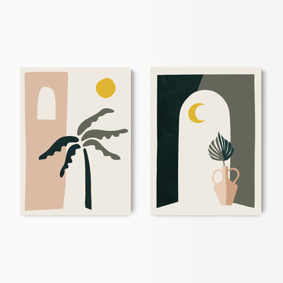 Green Lili Boho Desert Archway & Palm Tree Wall Art Set