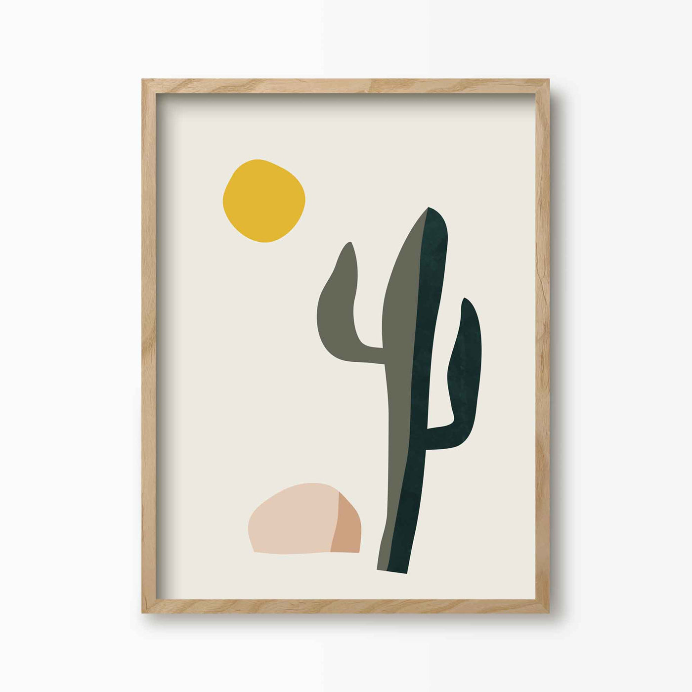 Green Lili 30x40cm (12x16") / Natural Frame Boho Desert Cactus Art Print