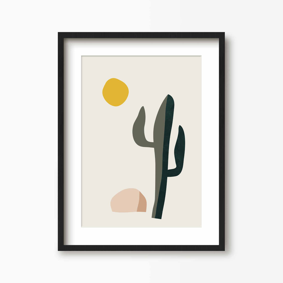 Green Lili 30x40cm (12x16") / Black Frame + Mount Boho Desert Cactus Art Print