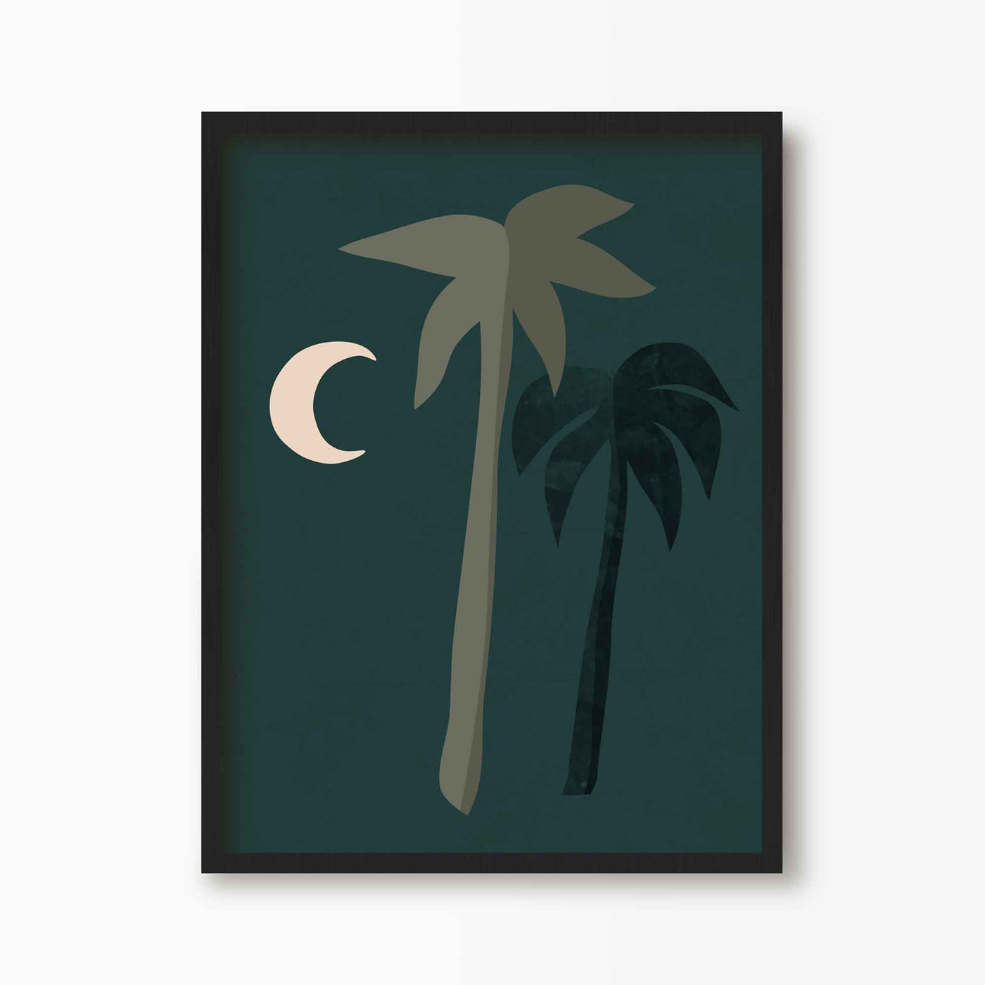 Green Lili 30x40cm (12x16") / Black Frame Boho Moonlight Palm Tree Print