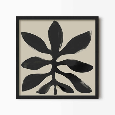 Green Lili 30x30cm (12x12") / Black Frame Botanical Leaf Abstract Art Print