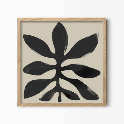 Green Lili 30x30cm (12x12") / Natural Frame Botanical Leaf Abstract Art Print