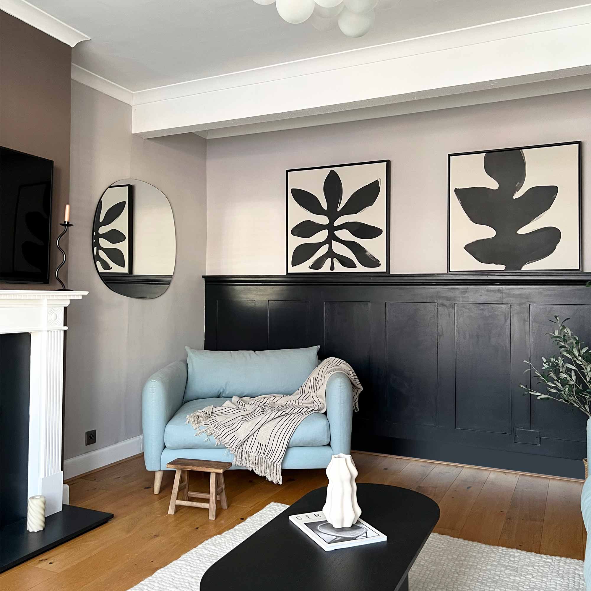 Green Lili Botanical Leaf Framed Abstract Canvas Art