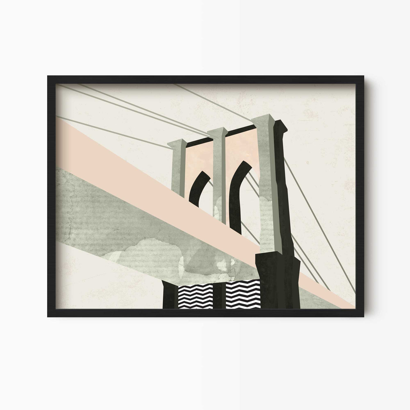 Green Lili Brooklyn Bridge New York Geometric Art Print