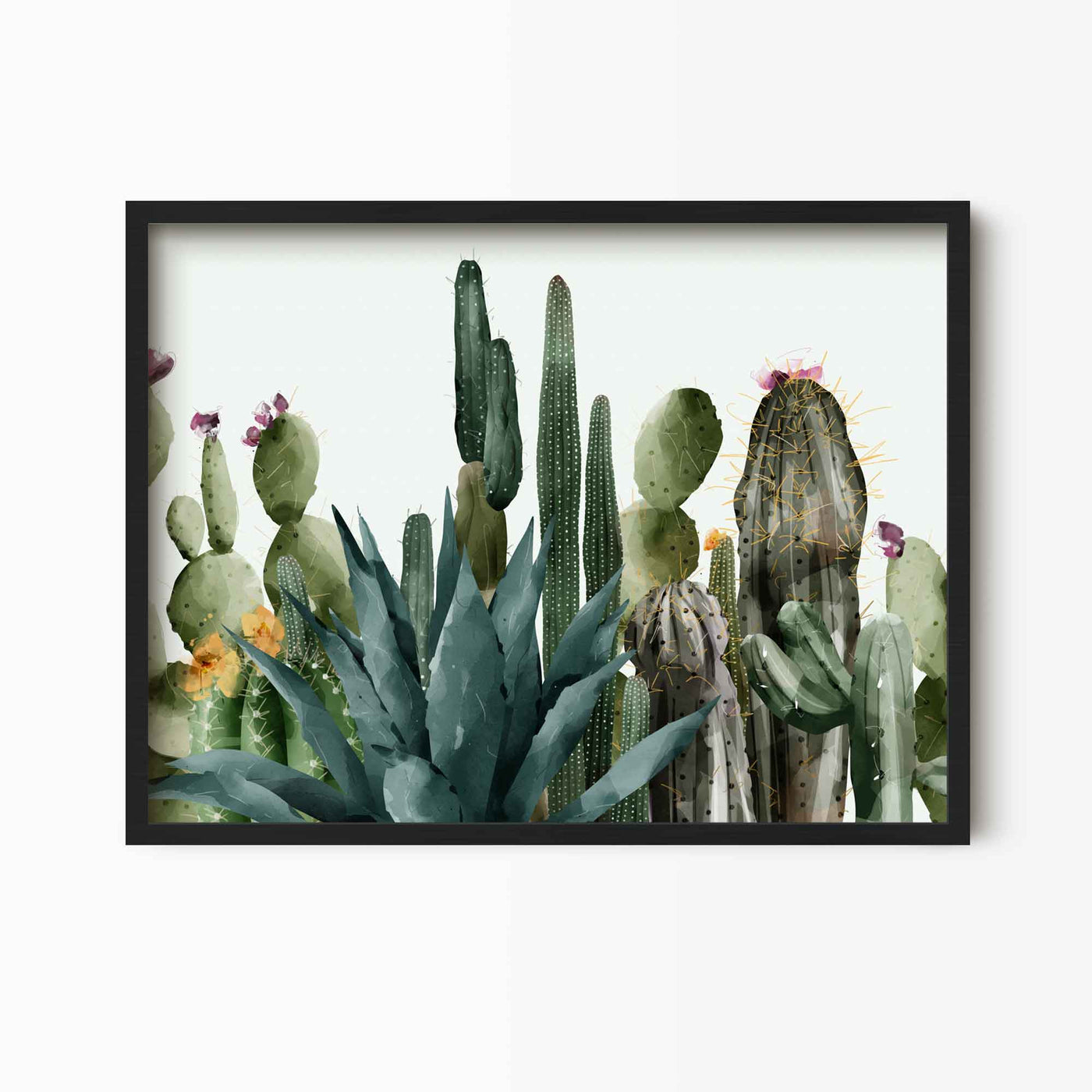 Green Lili 30x40cm (12x16") / Black Frame Cactus Garden Art Print