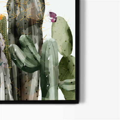 Green Lili Cactus Garden - Framed Canvas