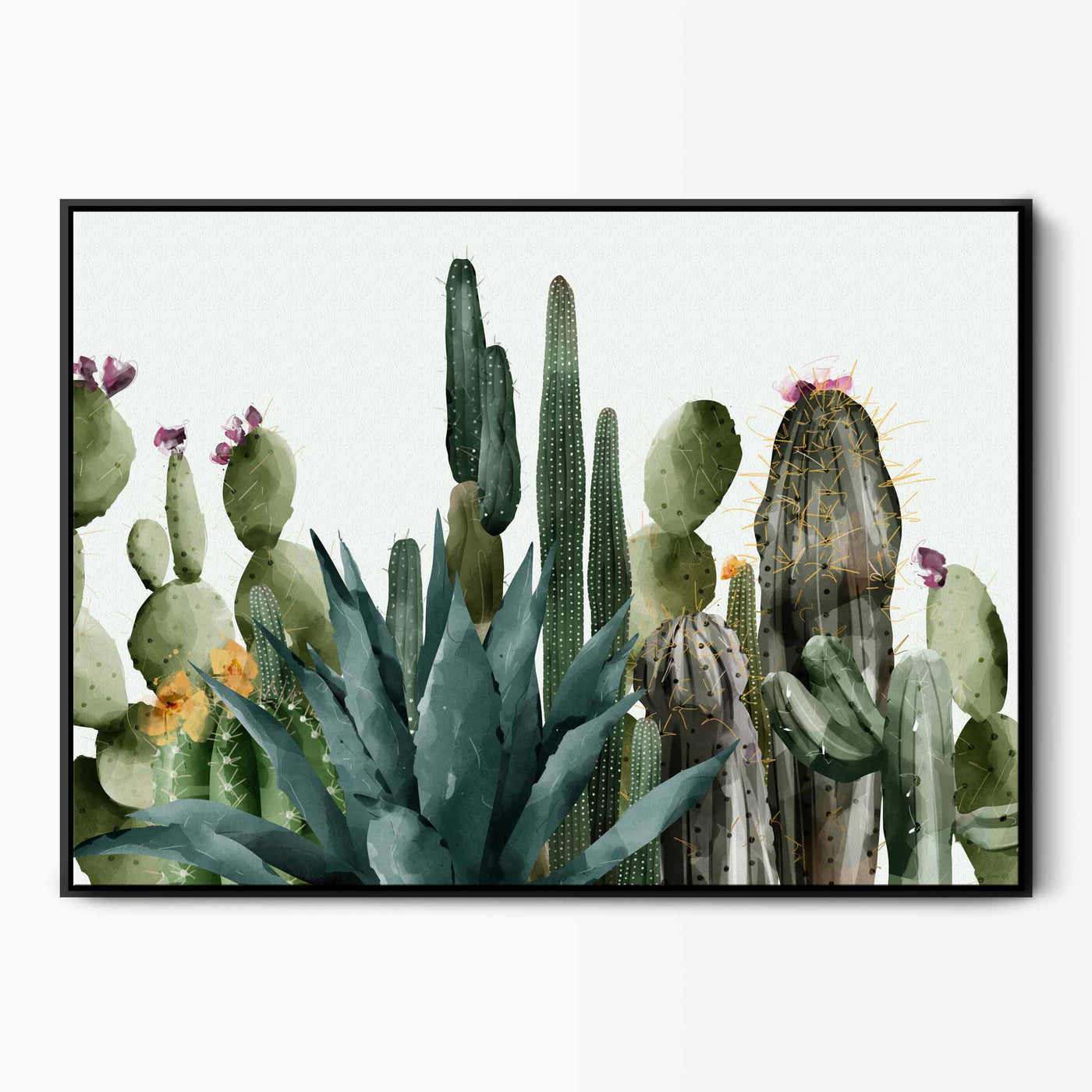 Green Lili Large Cactus Garden - Framed Canvas