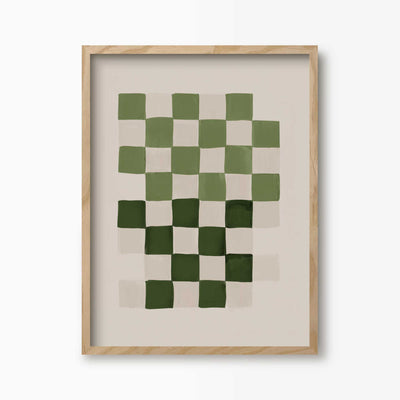 Green Lili 30x40cm (12x16") / Natural Frame Chequered Earth Art Print