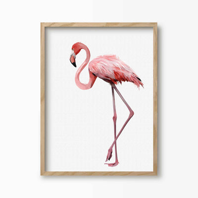 Green Lili 30x40cm (12x16") / Natural Frame Classy Pink Flamingo Print