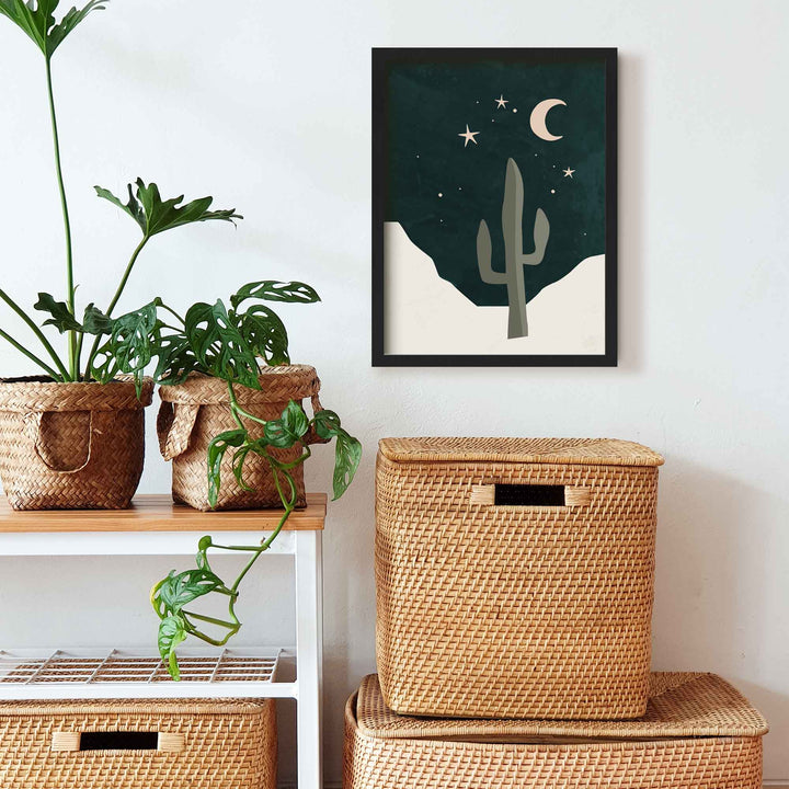 Green Lili 30x40cm (12x16") / Black Frame Cosmic Desert Cactus Print