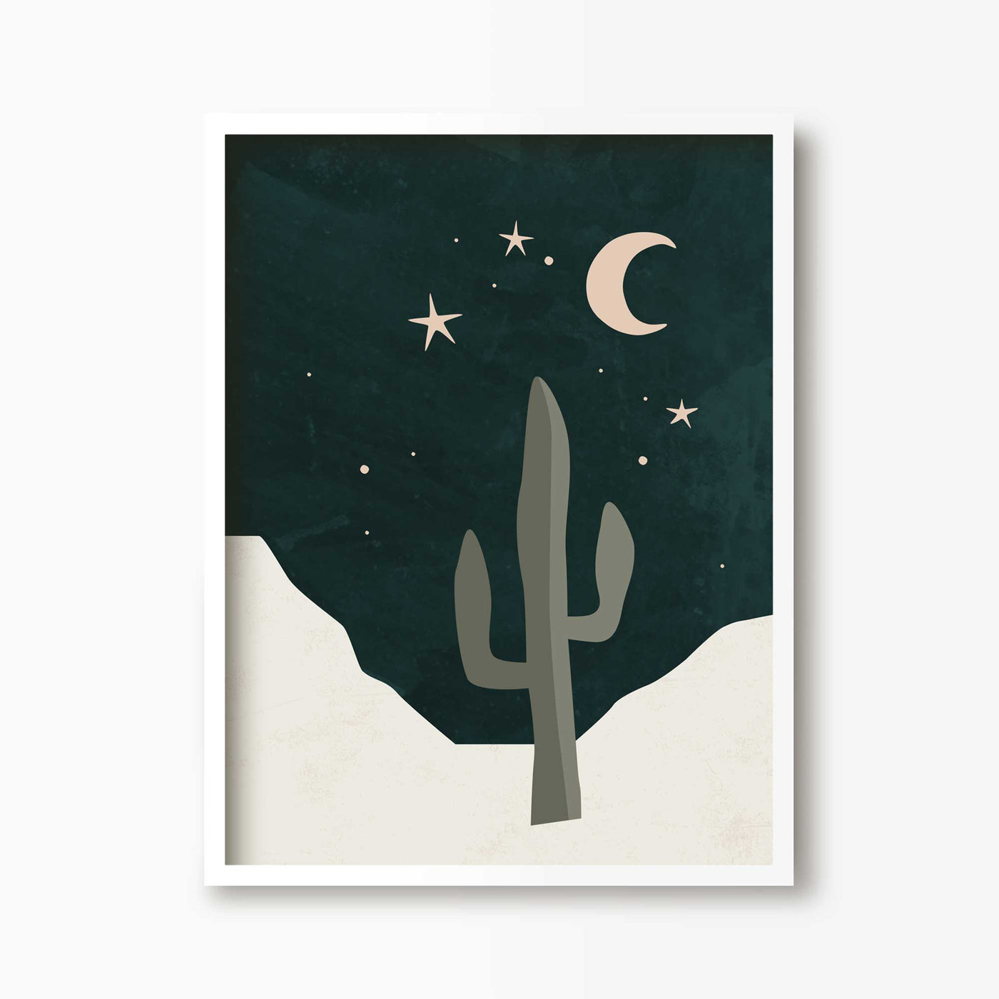 Green Lili 30x40cm (12x16") / White Frame Cosmic Desert Cactus Print