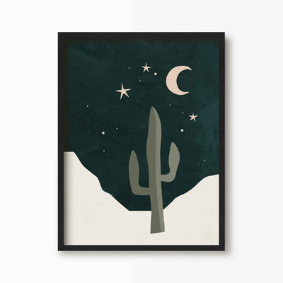 Green Lili 30x40cm (12x16") / Black Frame Cosmic Desert Cactus Print