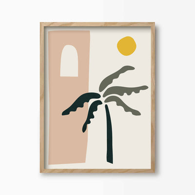 Green Lili 30x40cm (12x16") / Natural Frame Desert Palm Tree Art Print