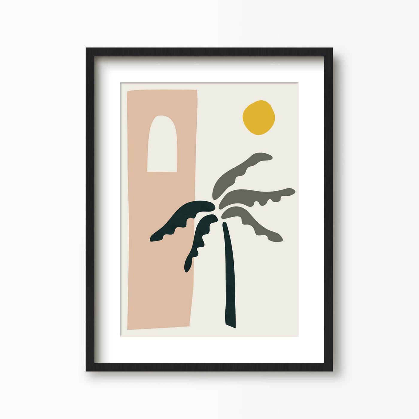 Green Lili 30x40cm (12x16") / Black Frame + Mount Desert Palm Tree Art Print