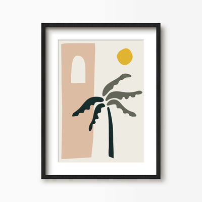 Green Lili 30x40cm (12x16") / Black Frame + Mount Desert Palm Tree Art Print