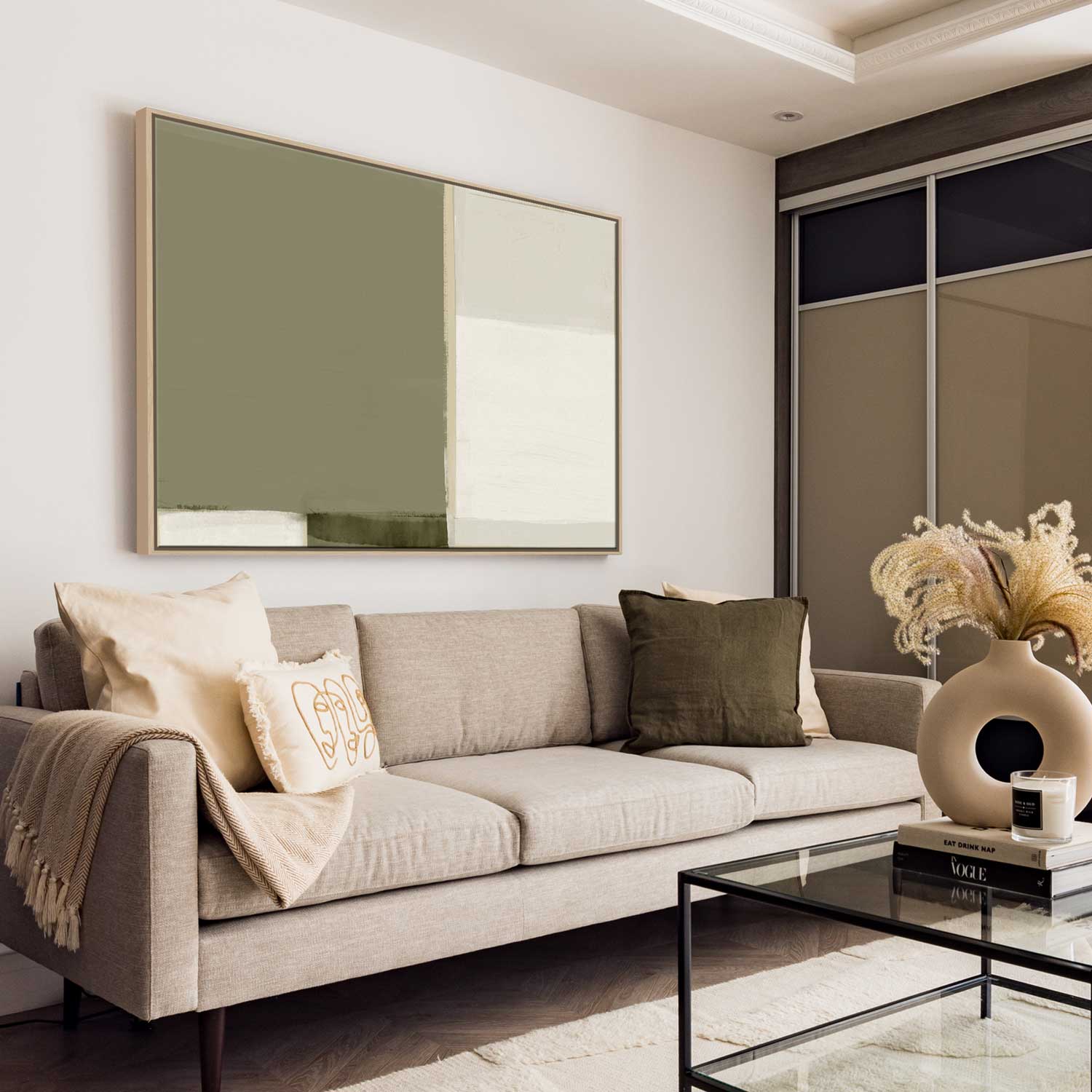 Green Lili Down To Earth Framed Abstract Canvas Art