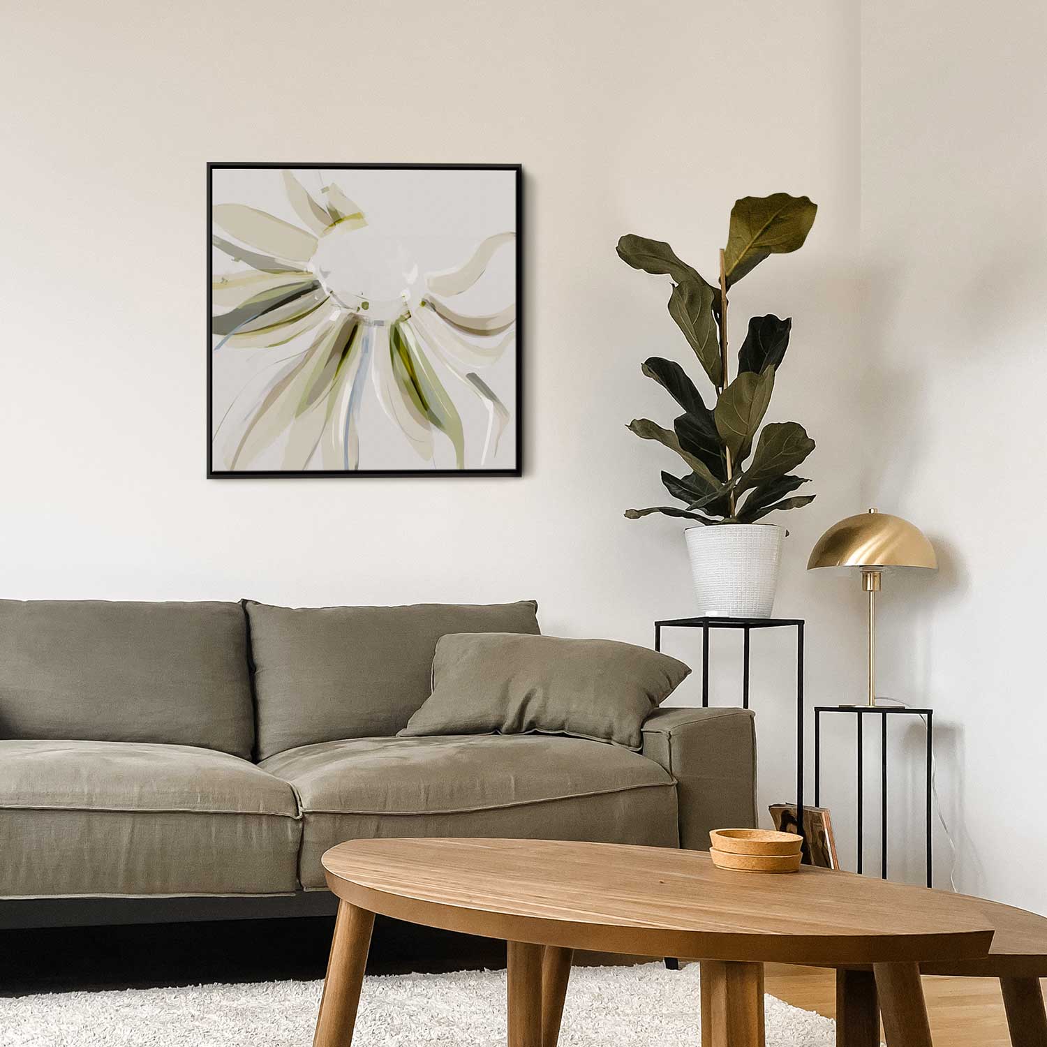 Green Lili Float On Abstract Floral Canvas Art