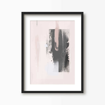 Green Lili 30x40cm (12x16") / Black Frame + Mount Free Spirit Pink & Grey Abstract Art
