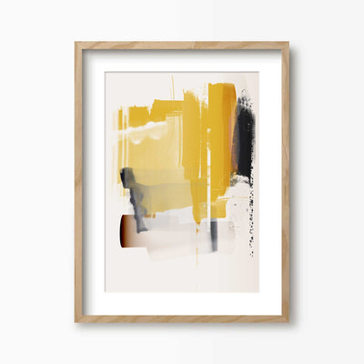 Green Lili 30x40cm (12x16") / Natural Frame + Mount Minimal Mustard Abstract Art Print