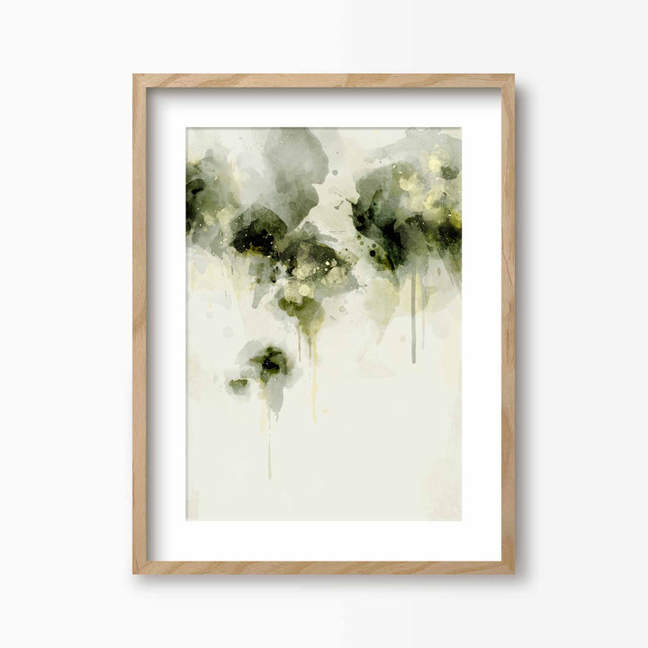 Green Lili 30x40cm (12x16") / Natural Frame + Mount Misty Morning Abstract Floral Print