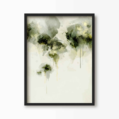 Green Lili 30x40cm (12x16") / Black Frame Misty Morning Abstract Floral Print