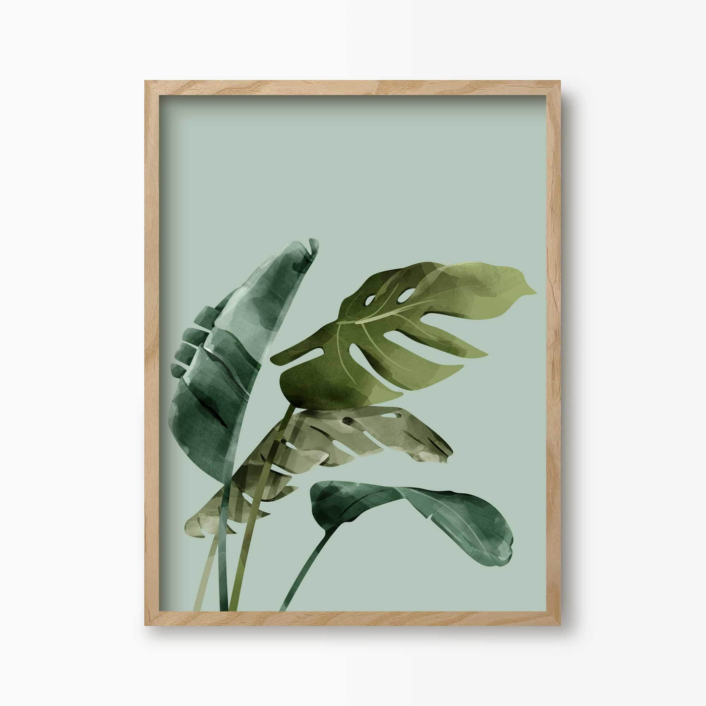 Green Lili 30x40cm (12x16") / Natural Frame Mixed Palms Art Print