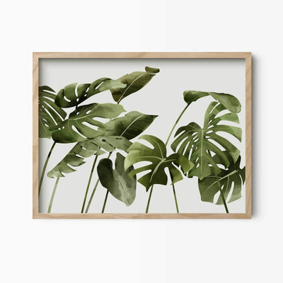 Green Lili 30x40cm (12x16") / Natural Frame Monstera Leaf Landscape Print