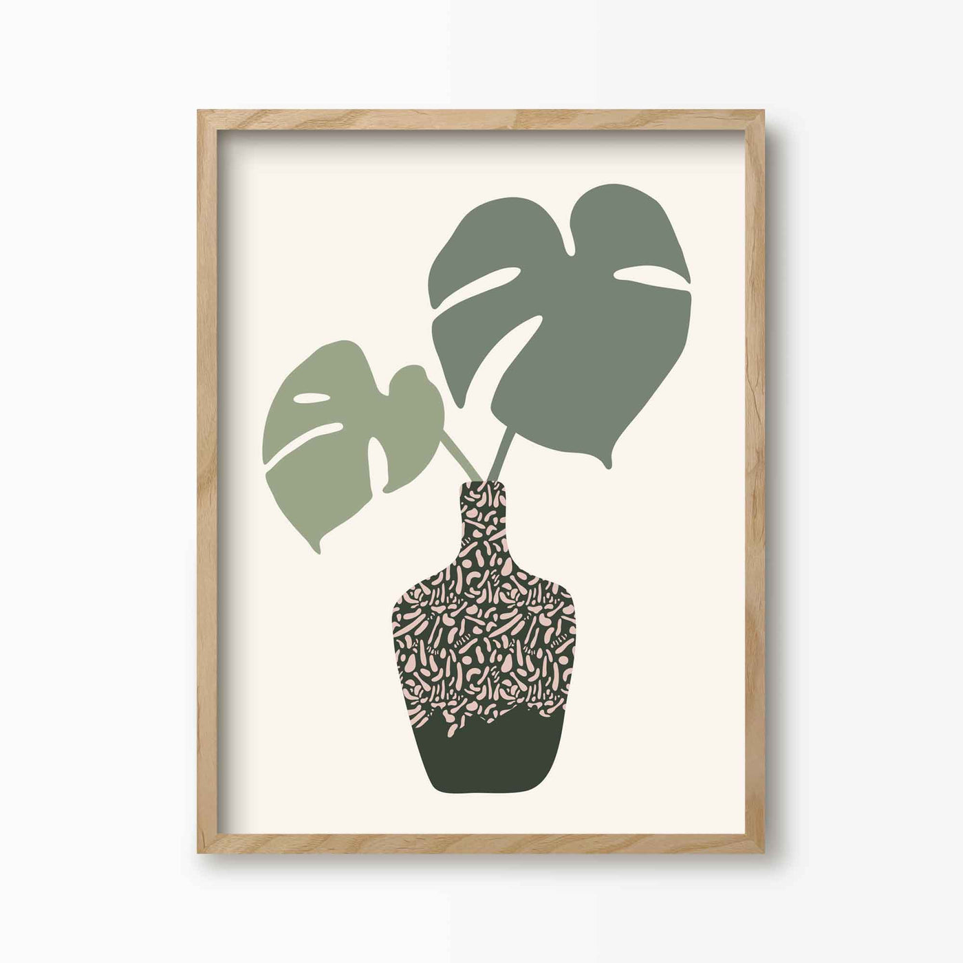 Green Lili Monstera Leaves In A Vase Print