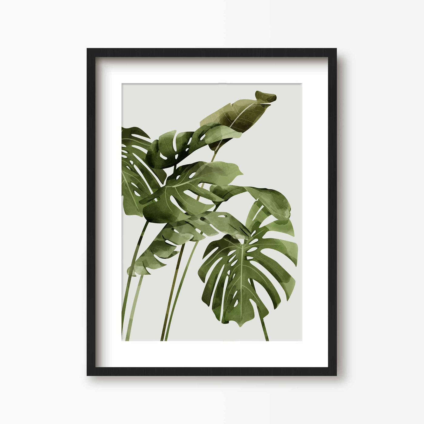 Green Lili 30x40cm (12x16") / Black Frame + Mount Monstera Palms Art Print