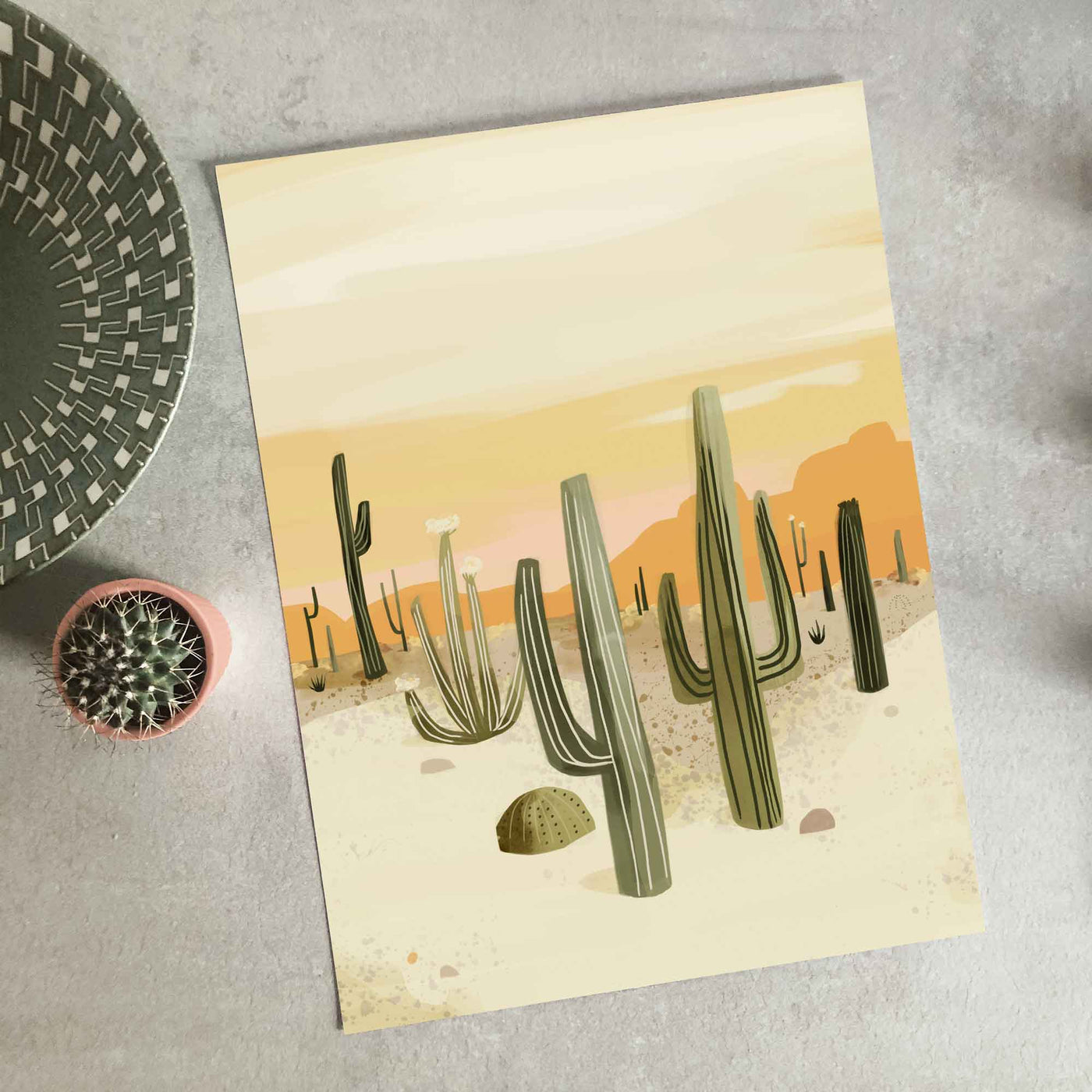 Green Lili 30x40cm (12x16") / Unframed Print Morocco Desert Cactus Art Print